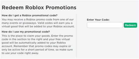 roblox promocodes redeem